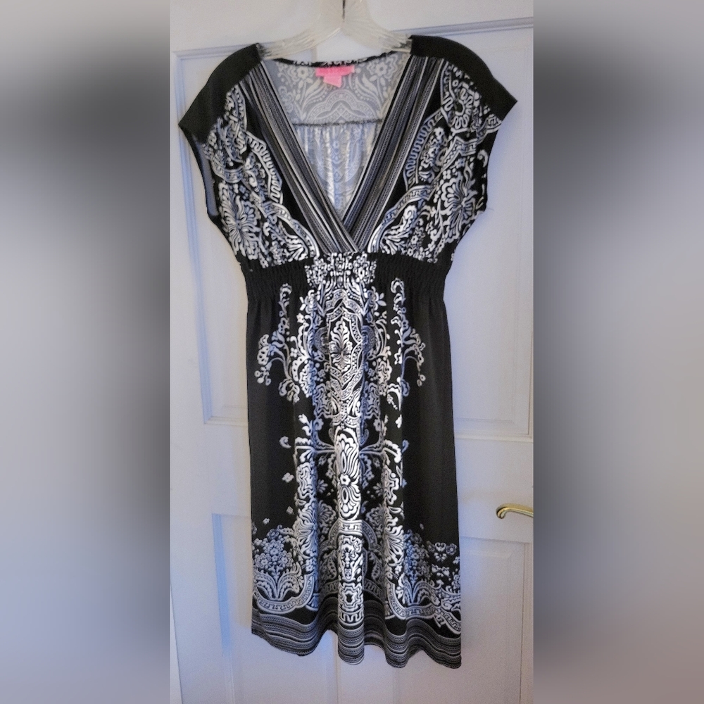Exotic black and white dress